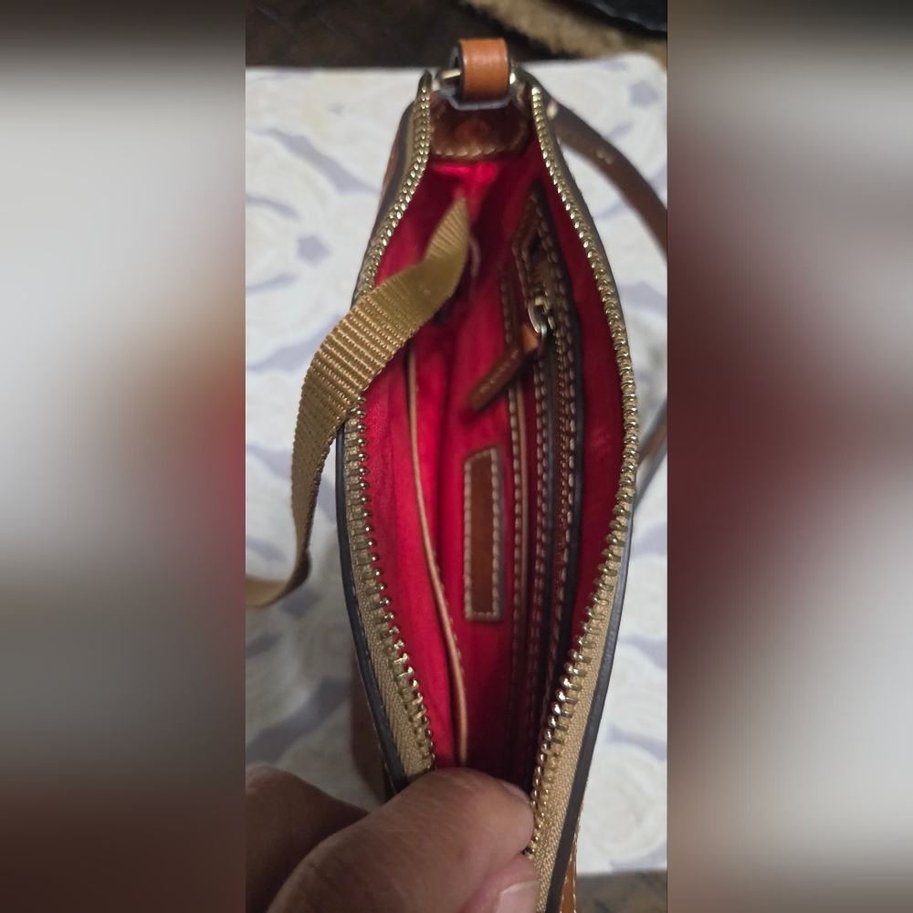 DOONEY & BOURKE  Camel Ostrich-Embossed Crossbody 100% Leather Purse NWOT - Picture 14 of 15